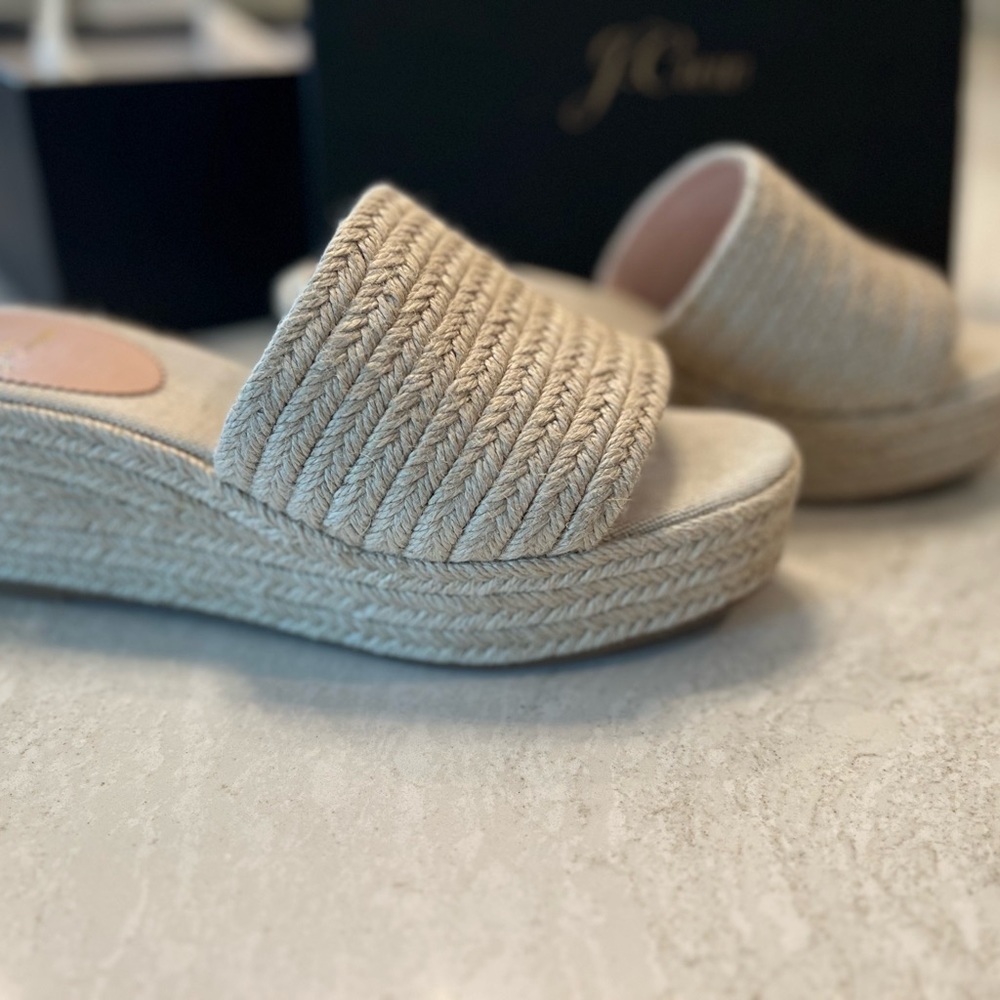 J Crew Natural Platform Slides Sz 8 - image 5